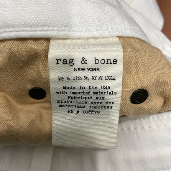 Rag and Bone White Distressed Dre Capri Raw Hem Jeans Size 25 - Picture 8 of 8